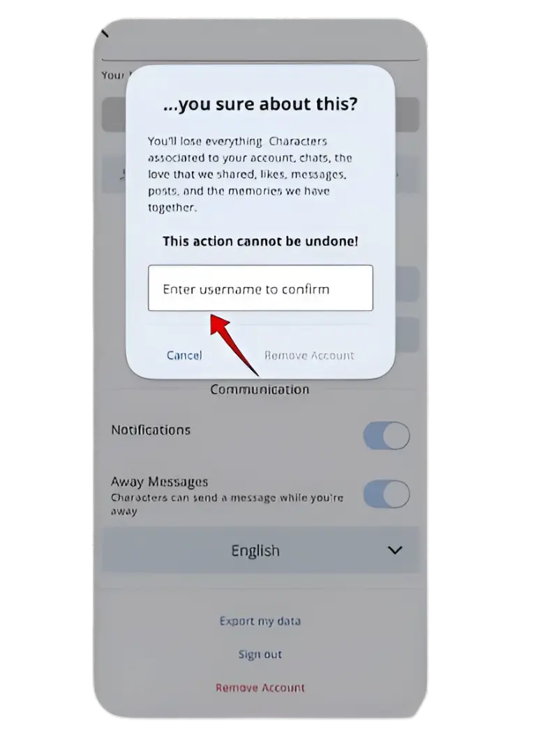 Remove Character AI account Screenshot 4 1